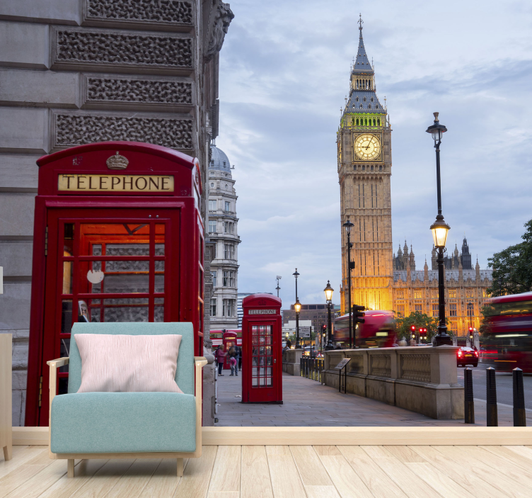 Londen  fotobehang Stad telefooncel - TenStickers