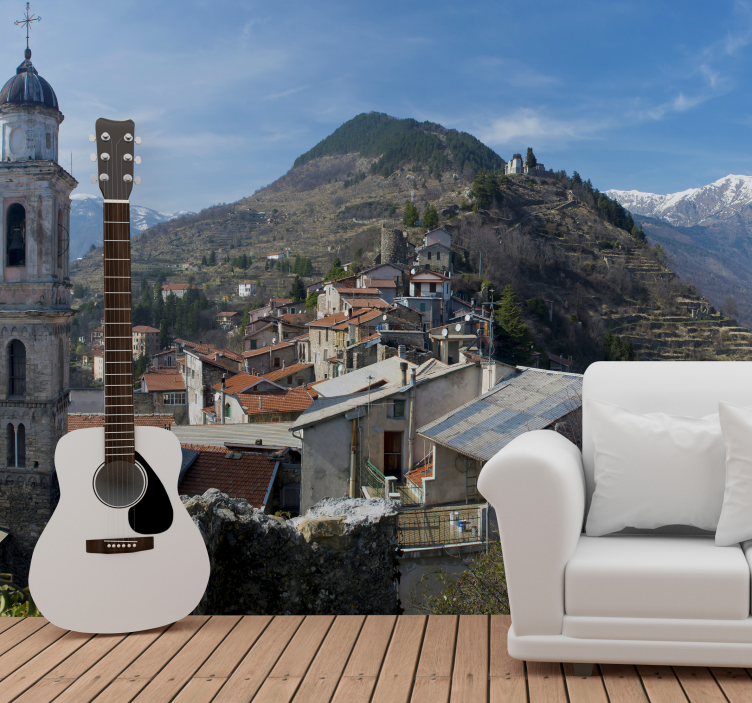 Fotobehang muziek acoustic guitar landschap - TenStickers