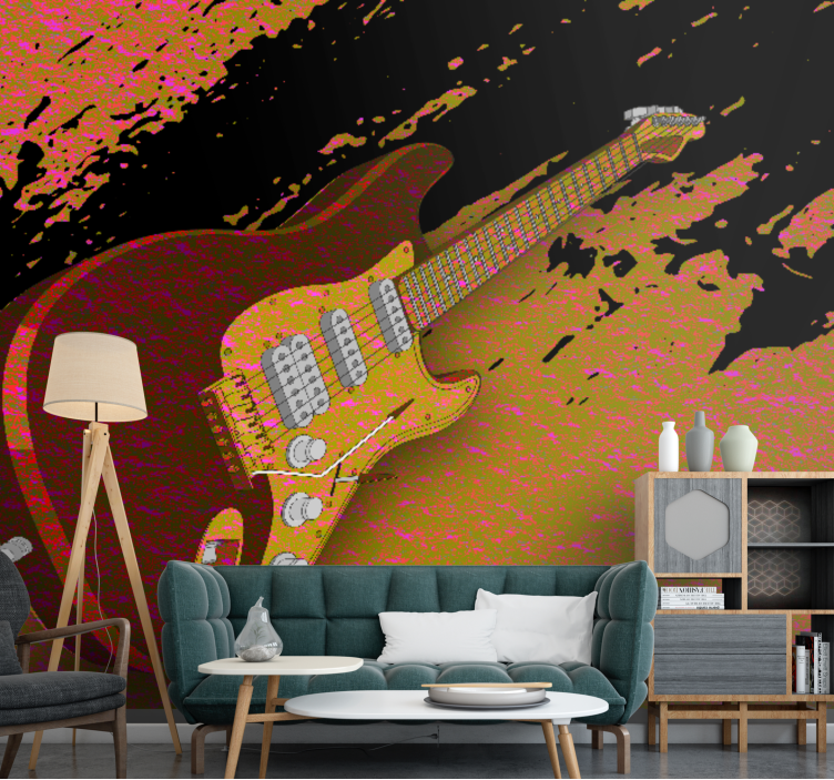 Fotobehang muziek elektrische gitaar kunst - TenStickers