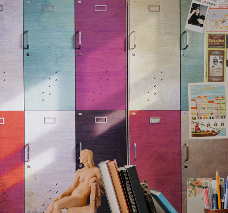 Fotobehang muziek kleurrijke lockerdeuren - TenStickers