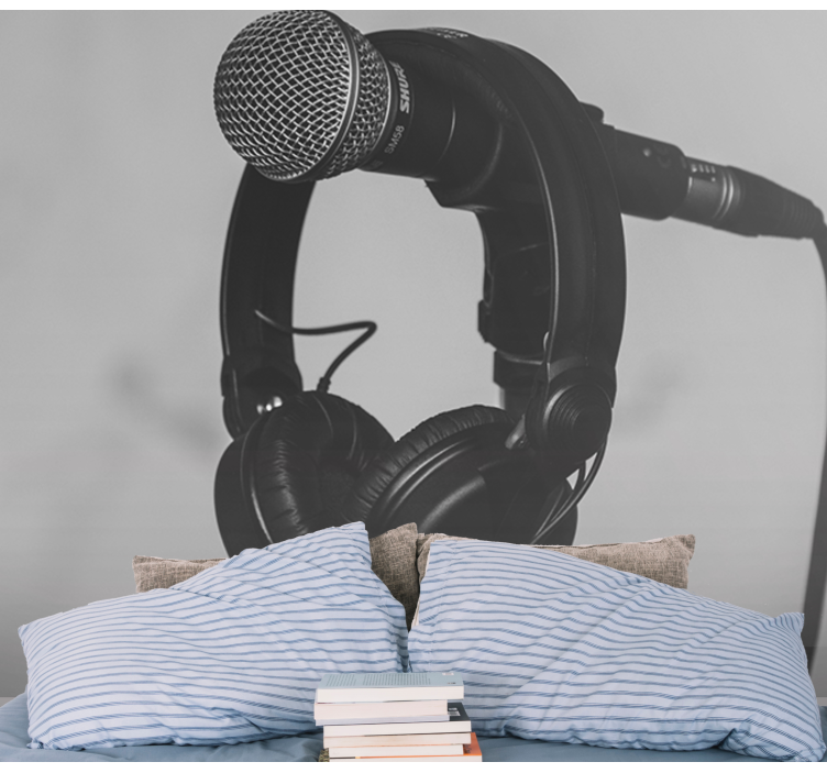 Fotobehang muziek microfoon en hoofdtelefoon - TenStickers