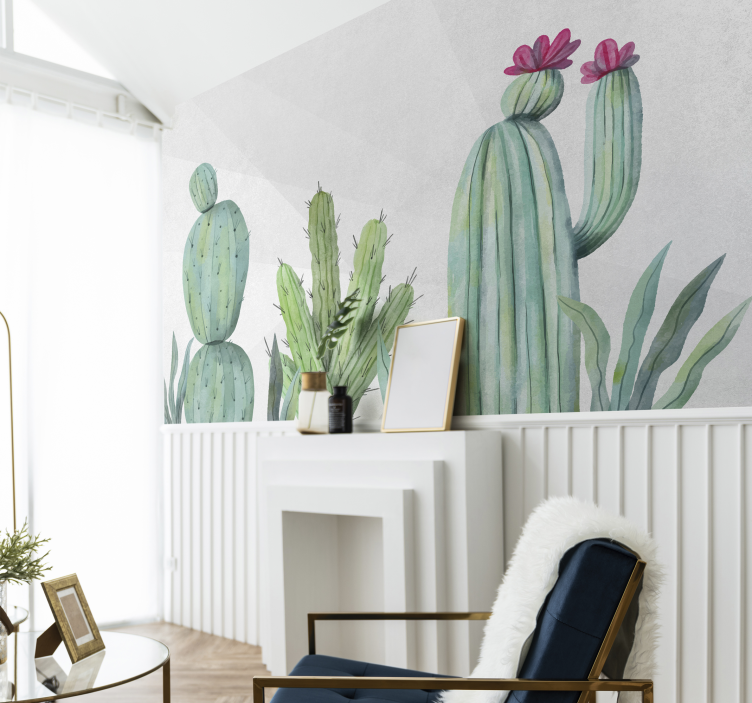 Fotobehang natuur cactus bloemenontwerp - TenStickers