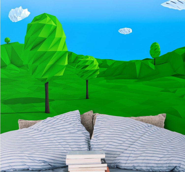 Fotobehang natuur geometrisch groen landschap - TenStickers