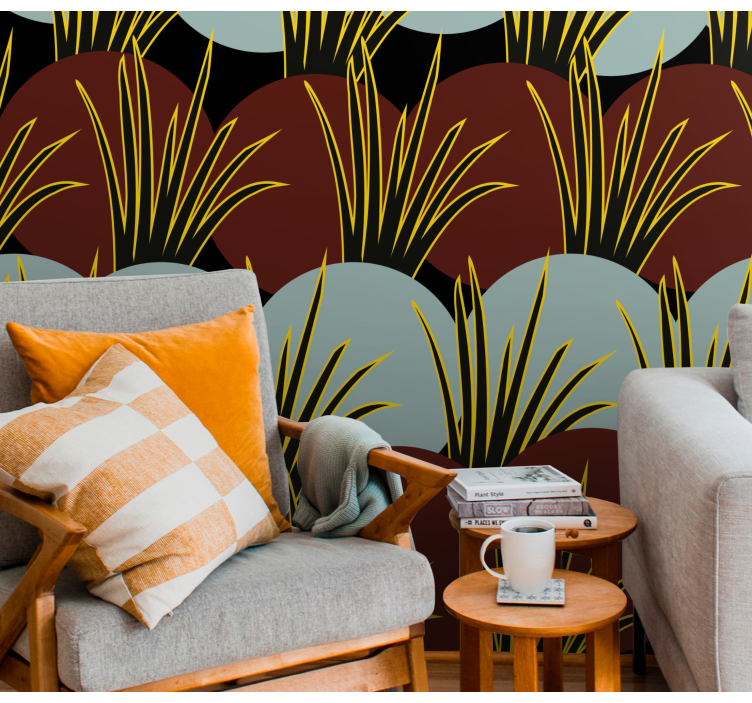 Fotobehang natuur gestileerde graspatronen - TenStickers