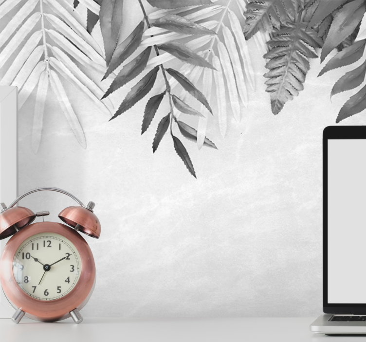 Fotobehang natuur monochrome bladerenpatronen - TenStickers