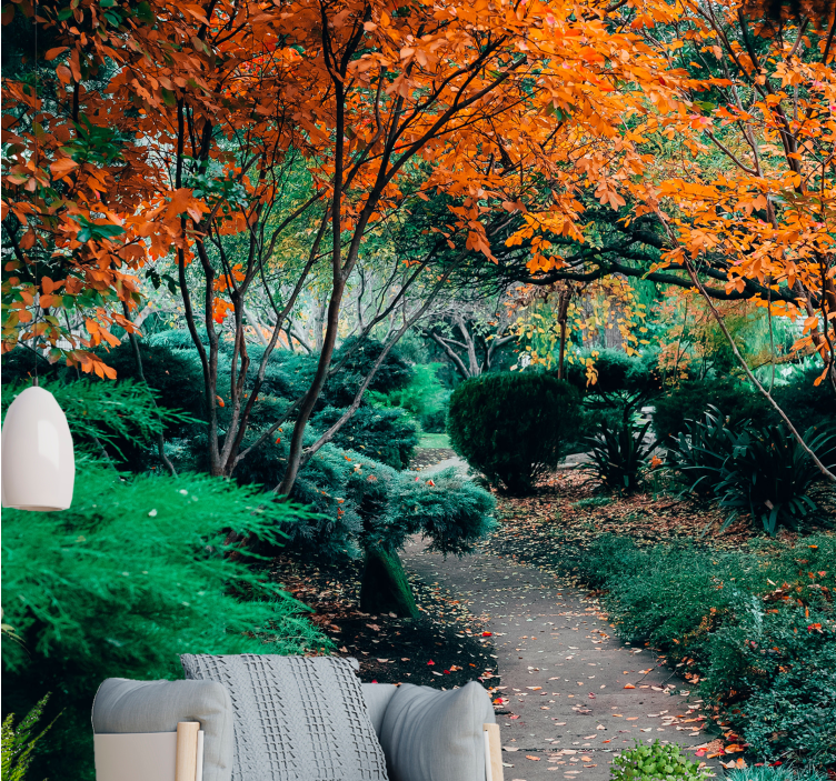 Fotobehang natuur pad tussen bomen - TenStickers
