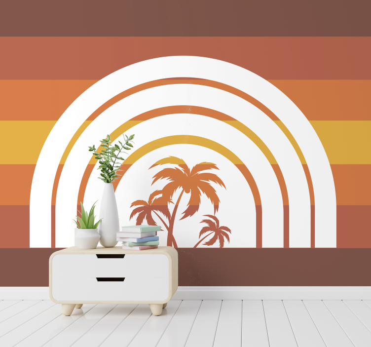 Fotobehang natuur retro palm silhouet - TenStickers