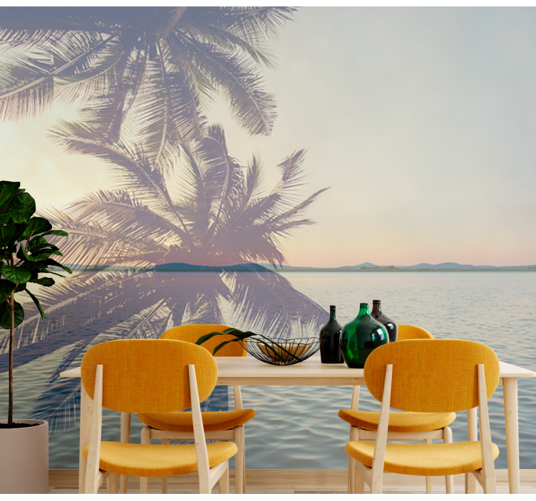 Fotobehang natuur serene palm silhouet - TenStickers