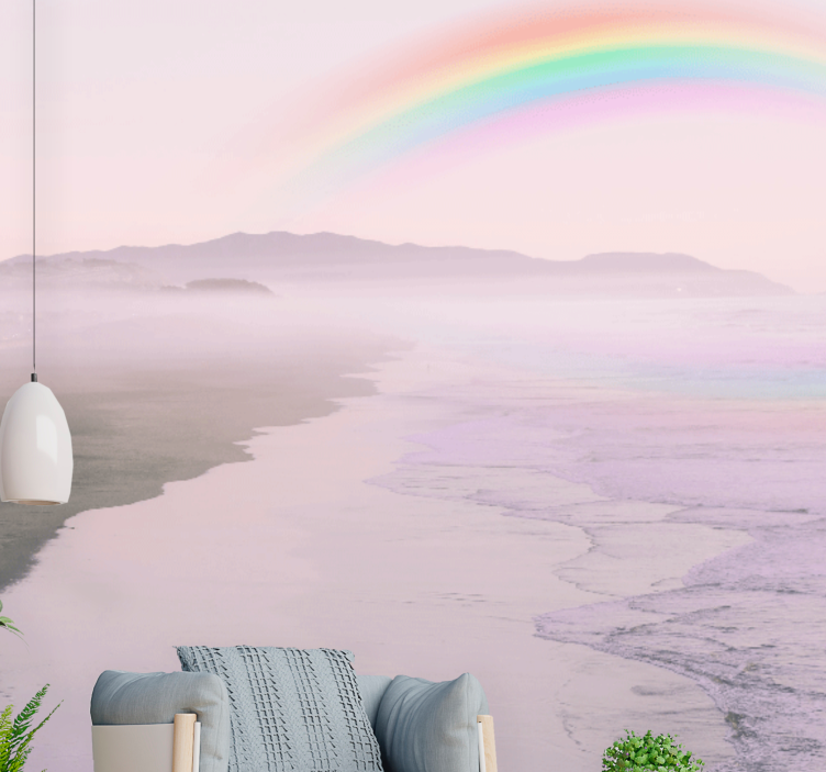 Fotobehang natuur serene strand regenboog - TenStickers