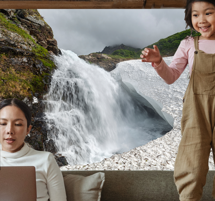 Fotobehang natuur waterval uitzicht - TenStickers