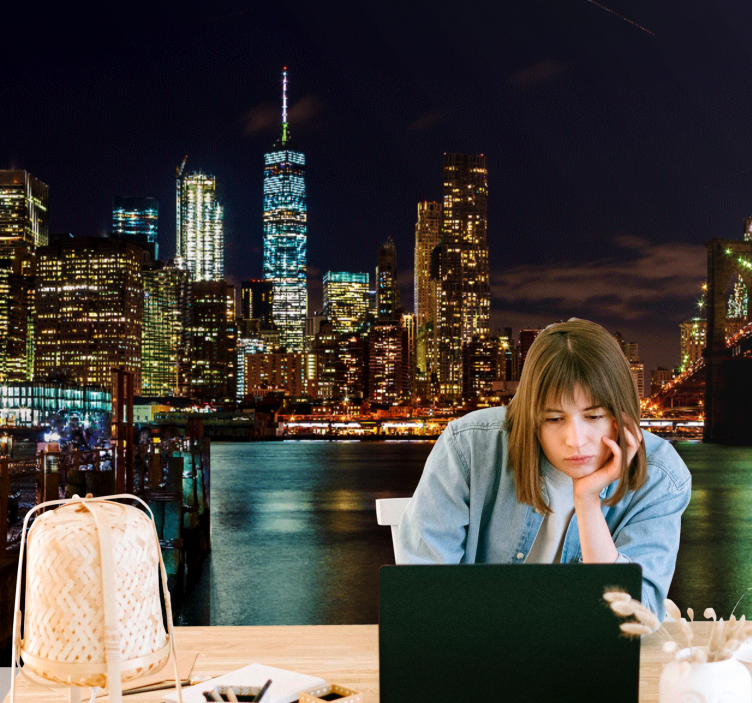 Fotobehang new york manhattan nachtscène - TenStickers