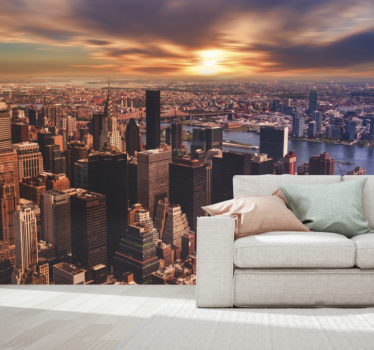Fotobehang new york stadsgezicht zonsondergang - TenStickers