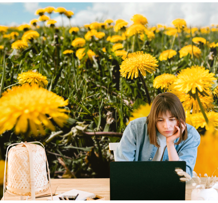 Fotobehang paardenbloem veldzicht - TenStickers