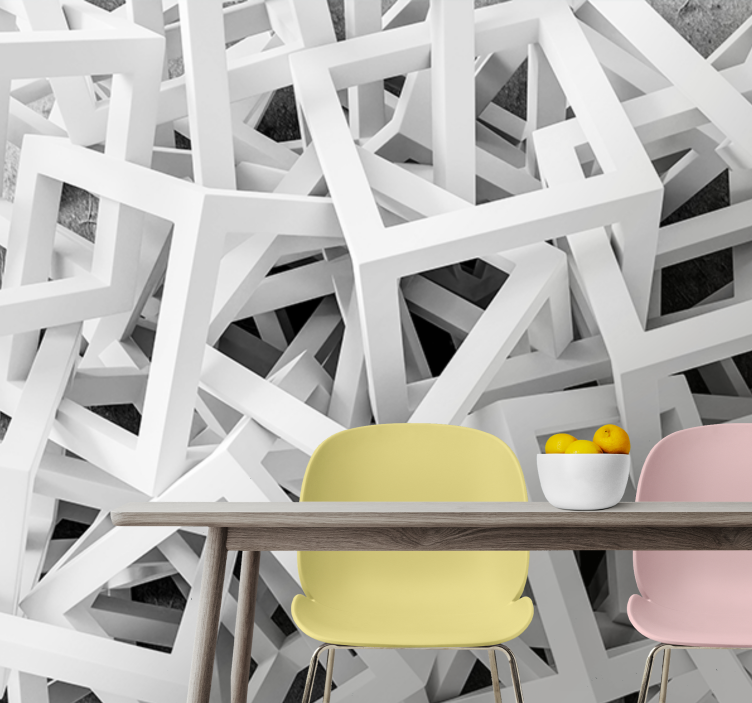 Fotobehang patronen abstracte witte vormen - TenStickers