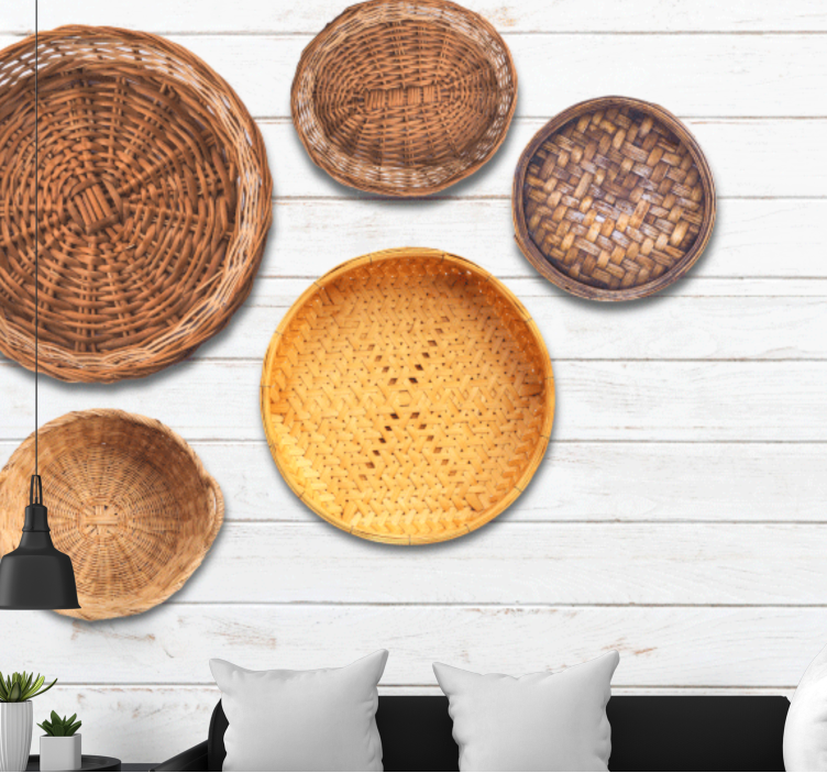 Fotobehang print woven basket patroon - TenStickers