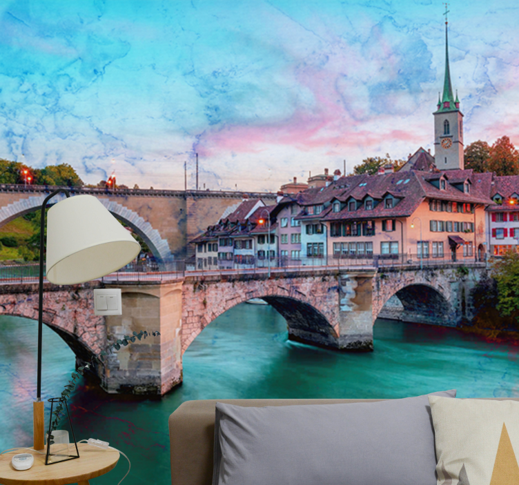 Fotobehang stad bern brug uitzicht - TenStickers