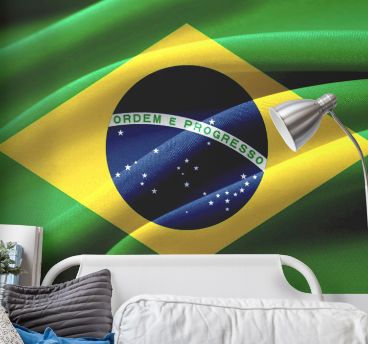Fotobehang stad braziliaans vlag ontwerp - TenStickers
