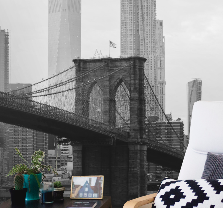Fotobehang stad brooklyn bridge silhouet - TenStickers