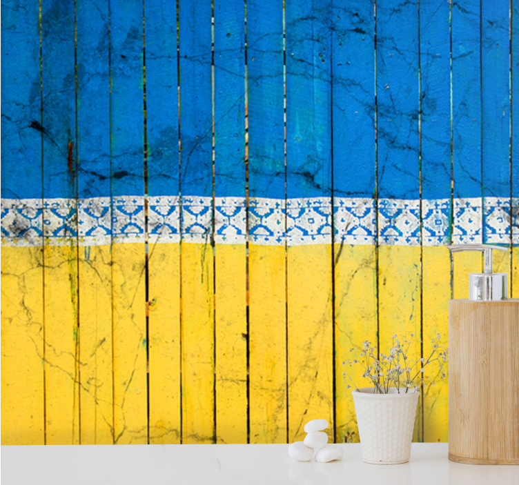 Fotobehang stad houten plank patroon - TenStickers