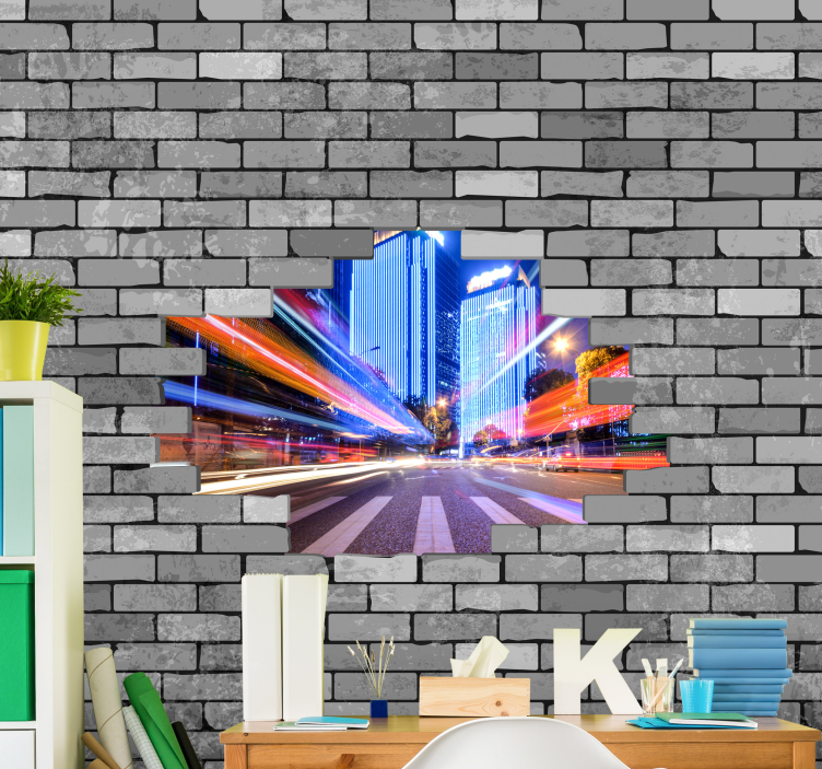 Fotobehang stad levendige stadsgezicht - TenStickers