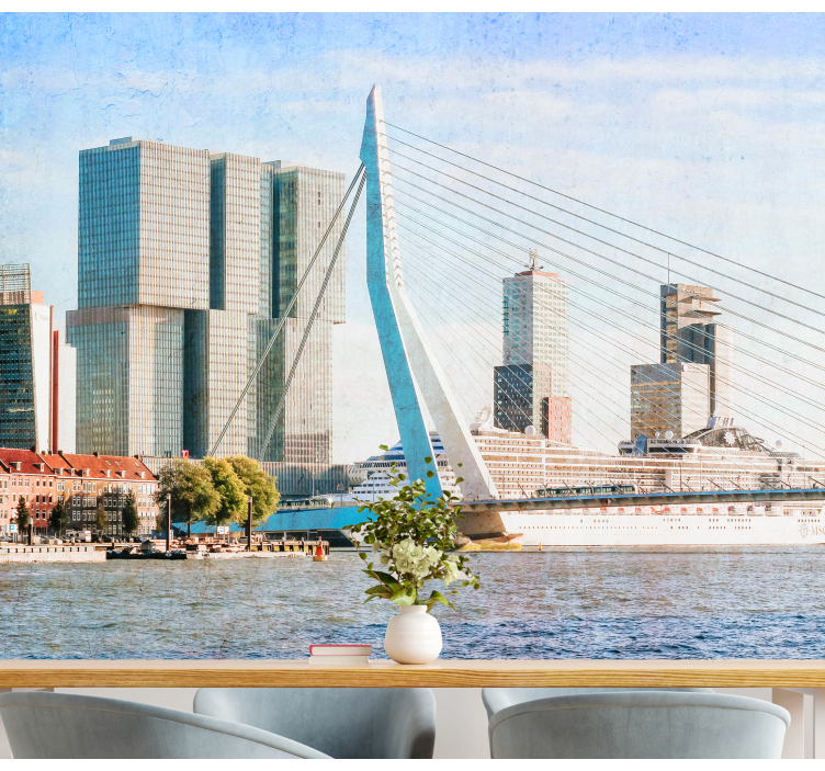 Fotobehang stad rotterdam skyline glimpse - TenStickers