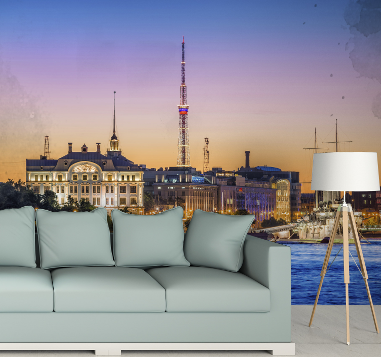 Fotobehang stad zonsondergang skyline - TenStickers