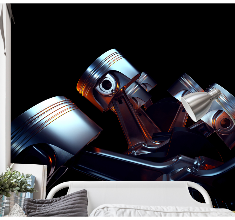 Fotobehang voertuigen motoronderdelen detail - TenStickers