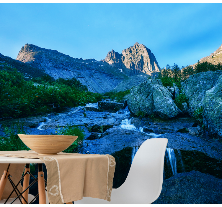 Fototapet landschap bergbeek uitzicht - TenStickers