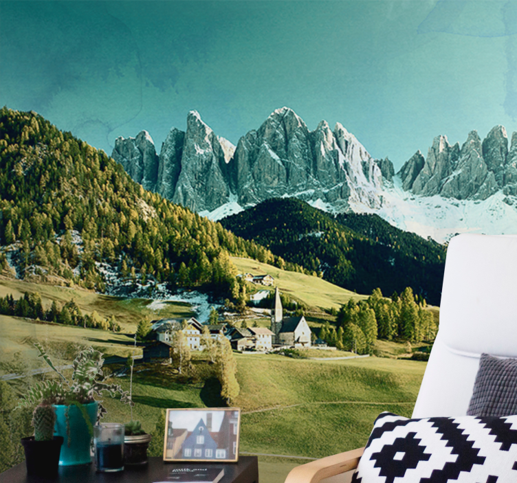 Fototapet landschap bergdorp landschap - TenStickers