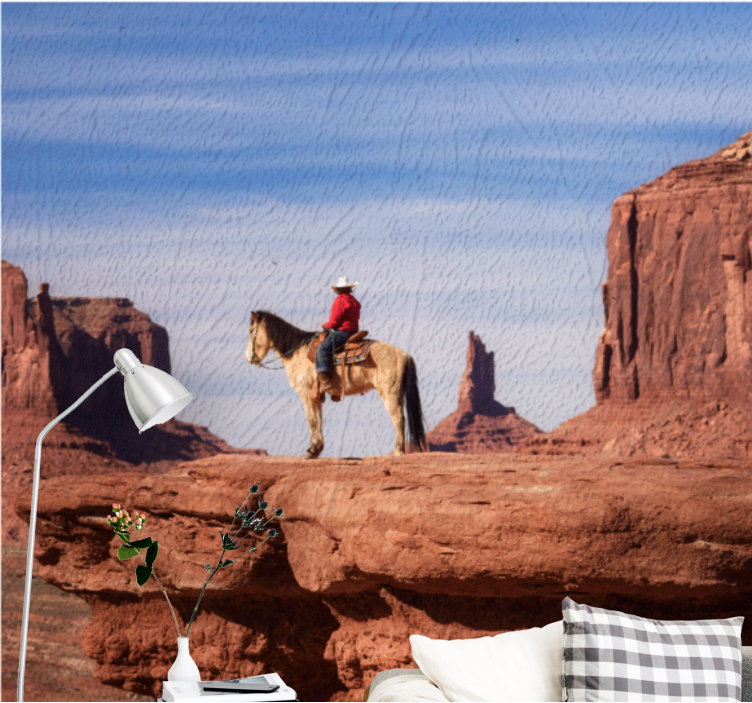 Fototapet landschap cowboy op paard - TenStickers