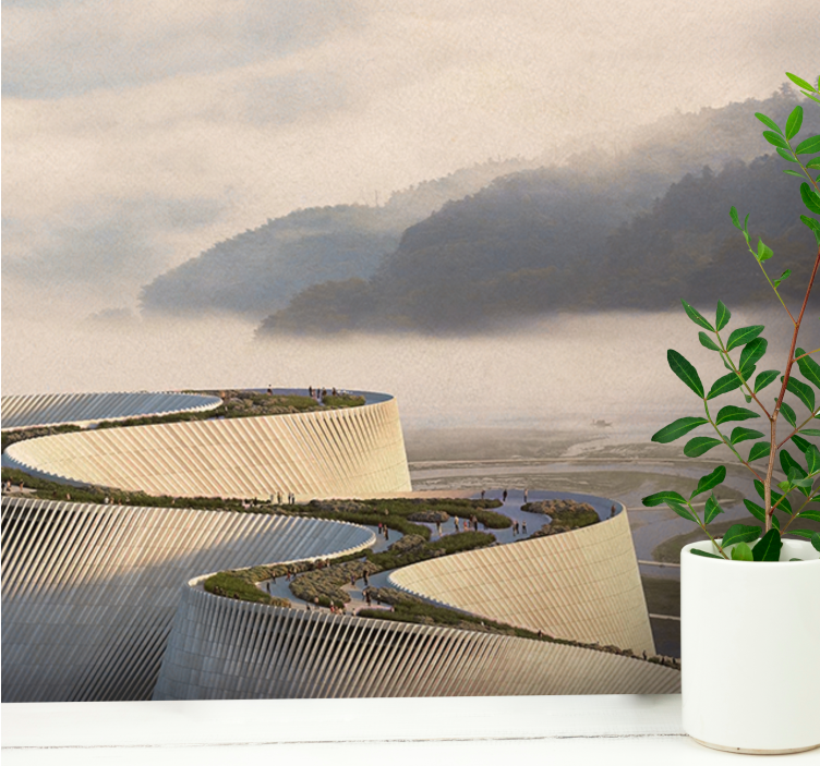 Fototapet landschap gebogen architectonische vorm - TenStickers