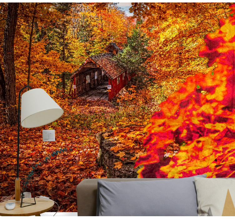 Fototapet landschap herfst cottage landschap - TenStickers