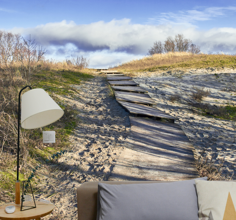 Fototapet landschap houten pad landschap - TenStickers