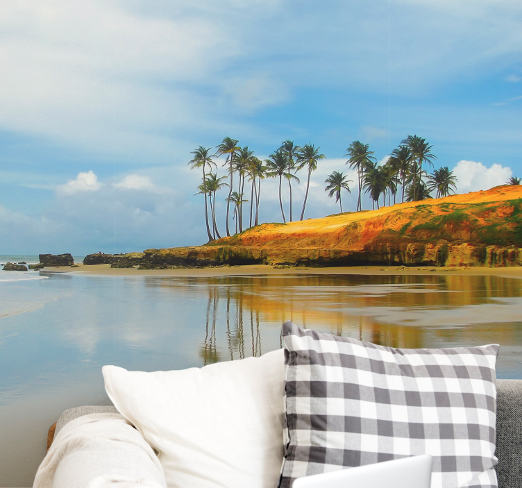 Fototapet landschap palmboom reflectie - TenStickers