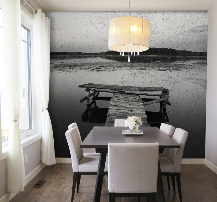 Fototapet landschap pittoreske dock reflecties - TenStickers