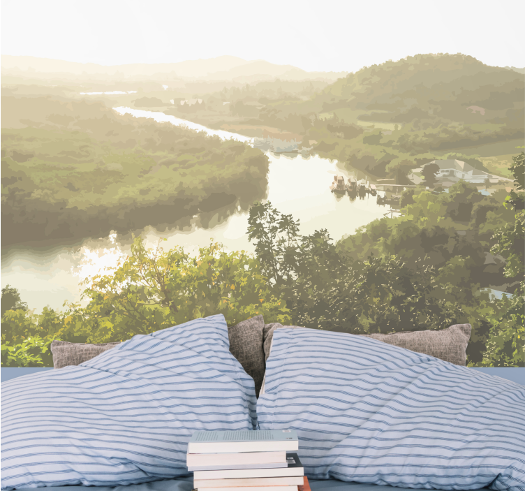 Fototapet landschap rustige rivierzicht - TenStickers