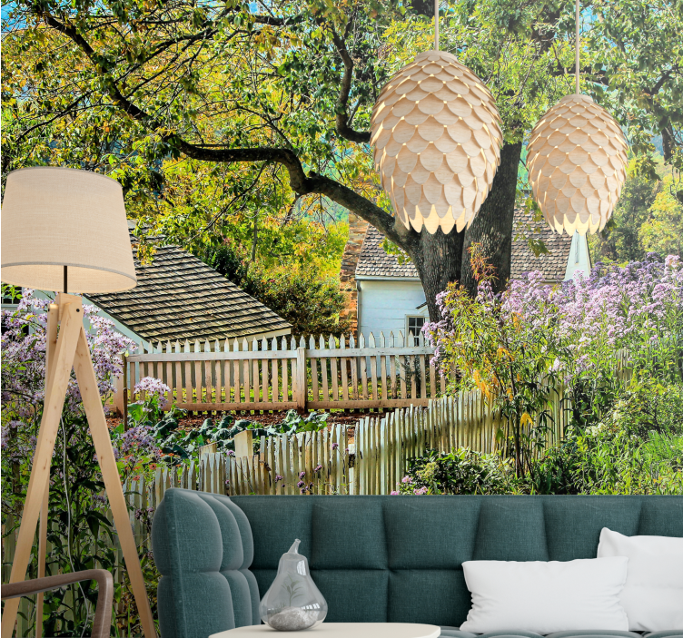 Fototapet landschap serene tuin uitzicht - TenStickers