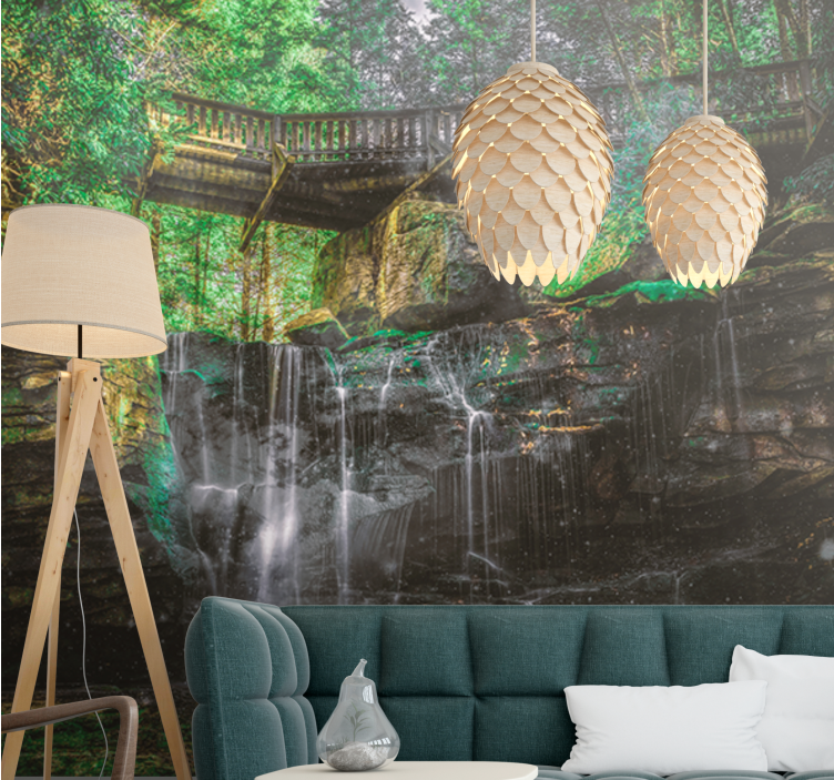 Fototapet landschap waterval uitzicht - TenStickers