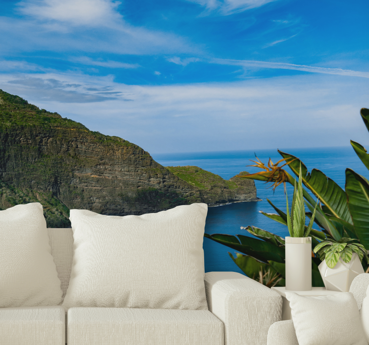 Fototapet landschap zeezicht op bergtoppen - TenStickers