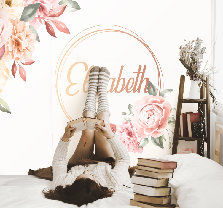 Fotobehang Bloemenlijst met naam - TenStickers