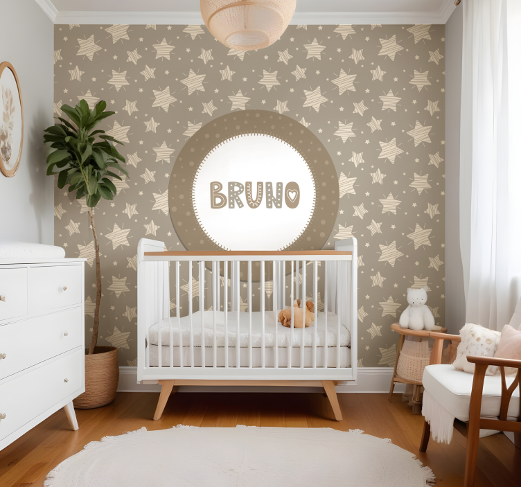 Gestreepte sterren fotobehang babykamer - TenStickers