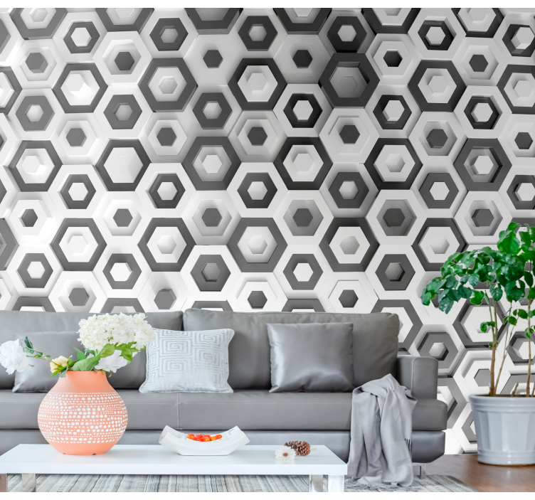 Hexagonale patroonvariatie fotobehang patronen - TenStickers