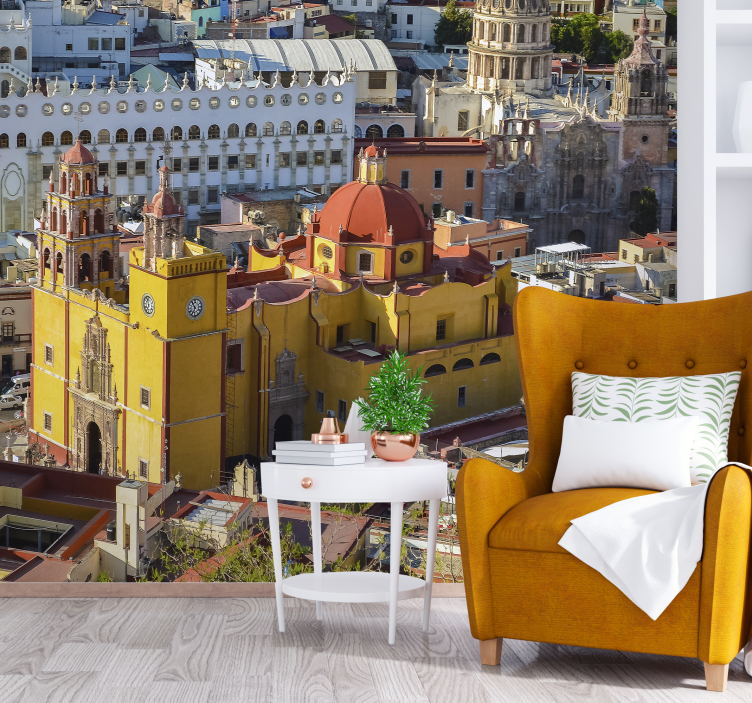 Historische gele kathedraal fotobehang stad - TenStickers