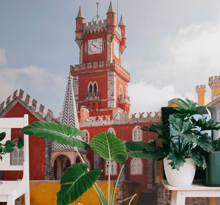 Historische rode toren fotobehang stad - TenStickers