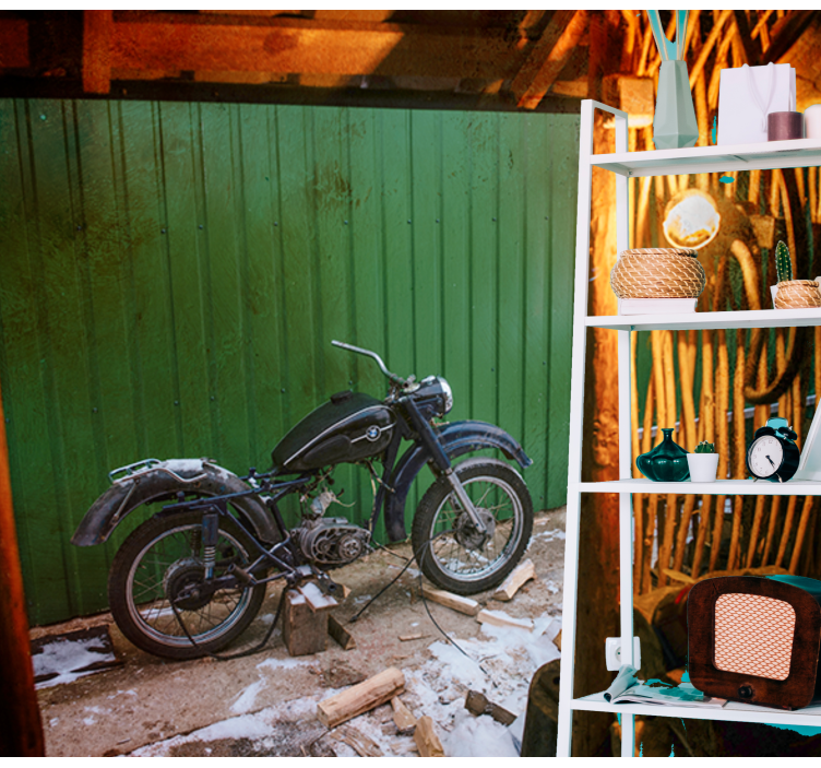 Klassieke motorscène fotobehang voertuigen - TenStickers