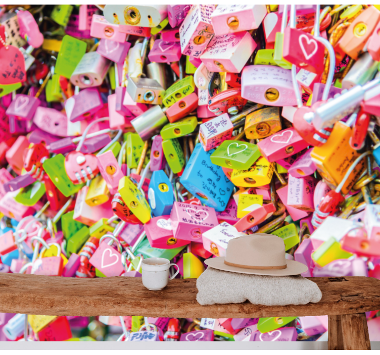 Kleurrijke sloten foto behang liefde - TenStickers