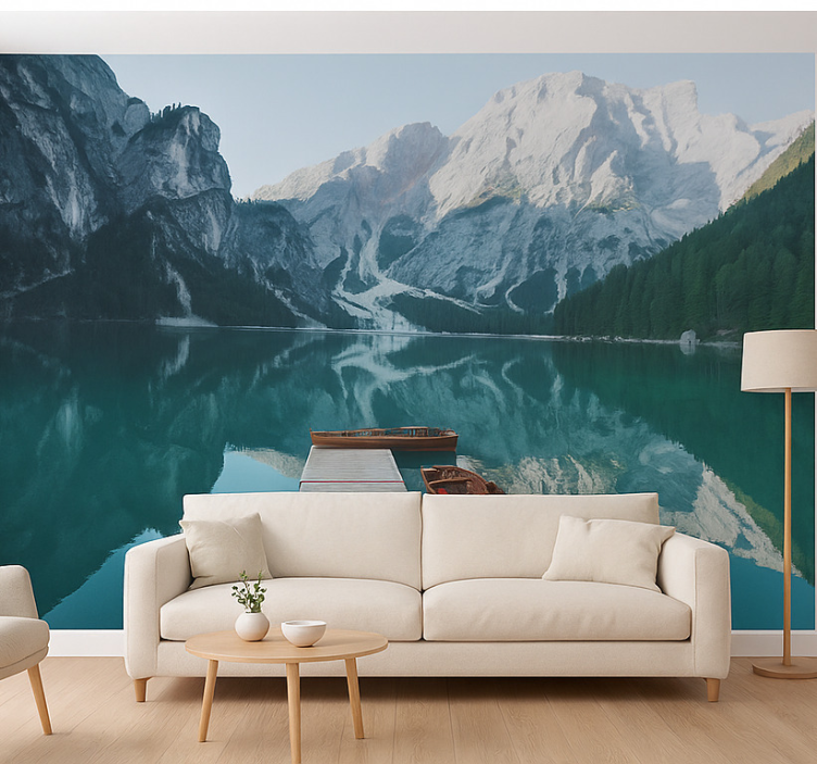 Lago di braies, dolomites fotobehang bergen - TenStickers