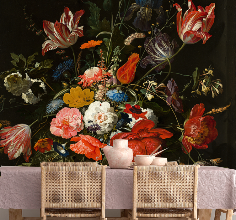 Levendig bloemenboeket bloemen foto behang - TenStickers