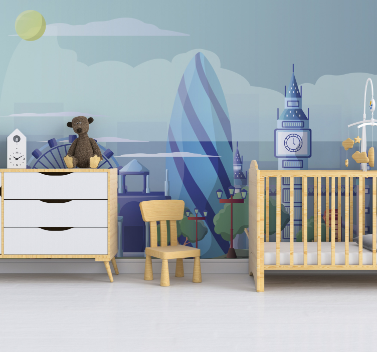 Londen kinderkamer illustratie london fotobehang - TenStickers