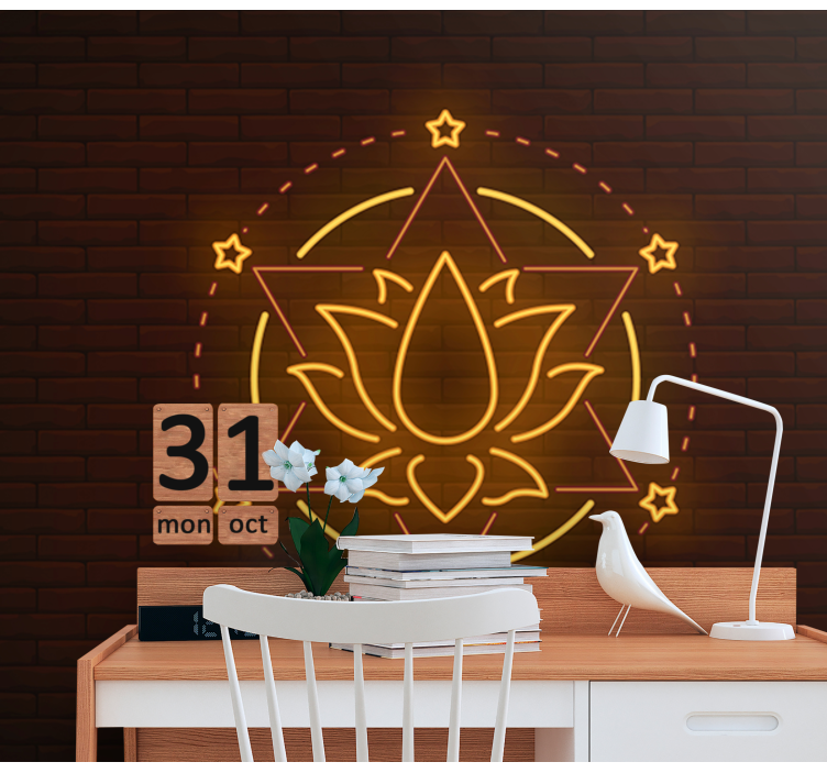Lotus ster omtrek fotobehang mandala - TenStickers